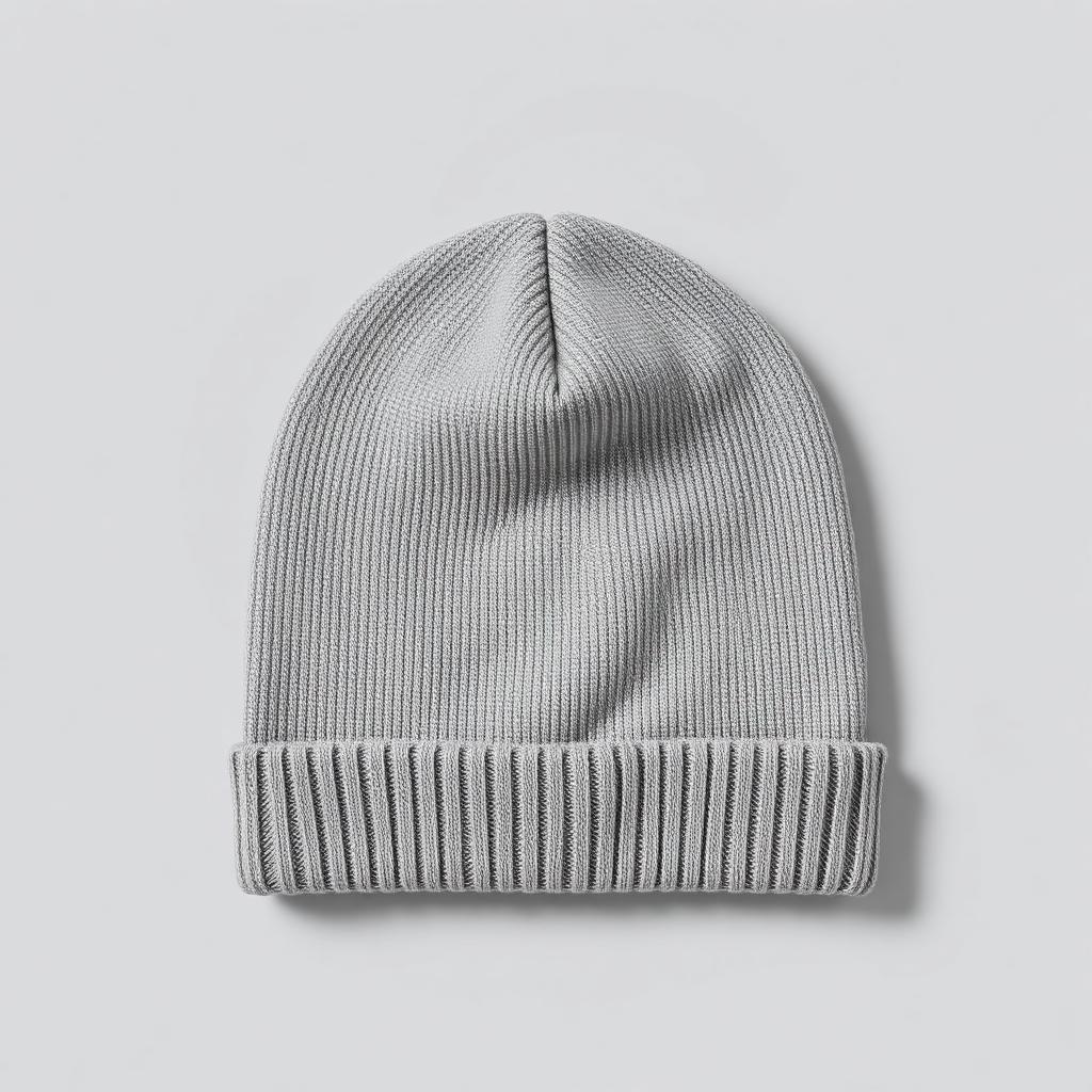 Blank grey beanie, front view