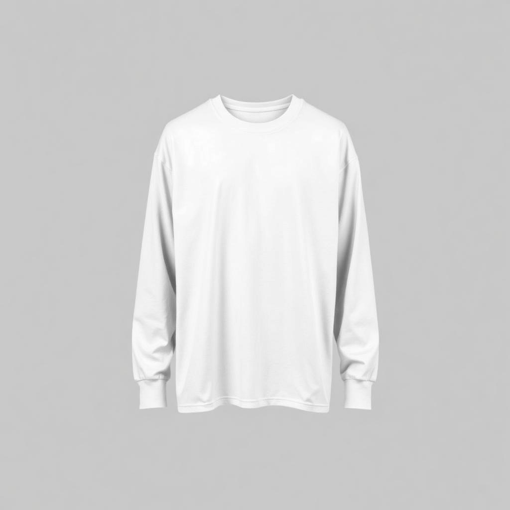 Blank white long sleeve tee, front
