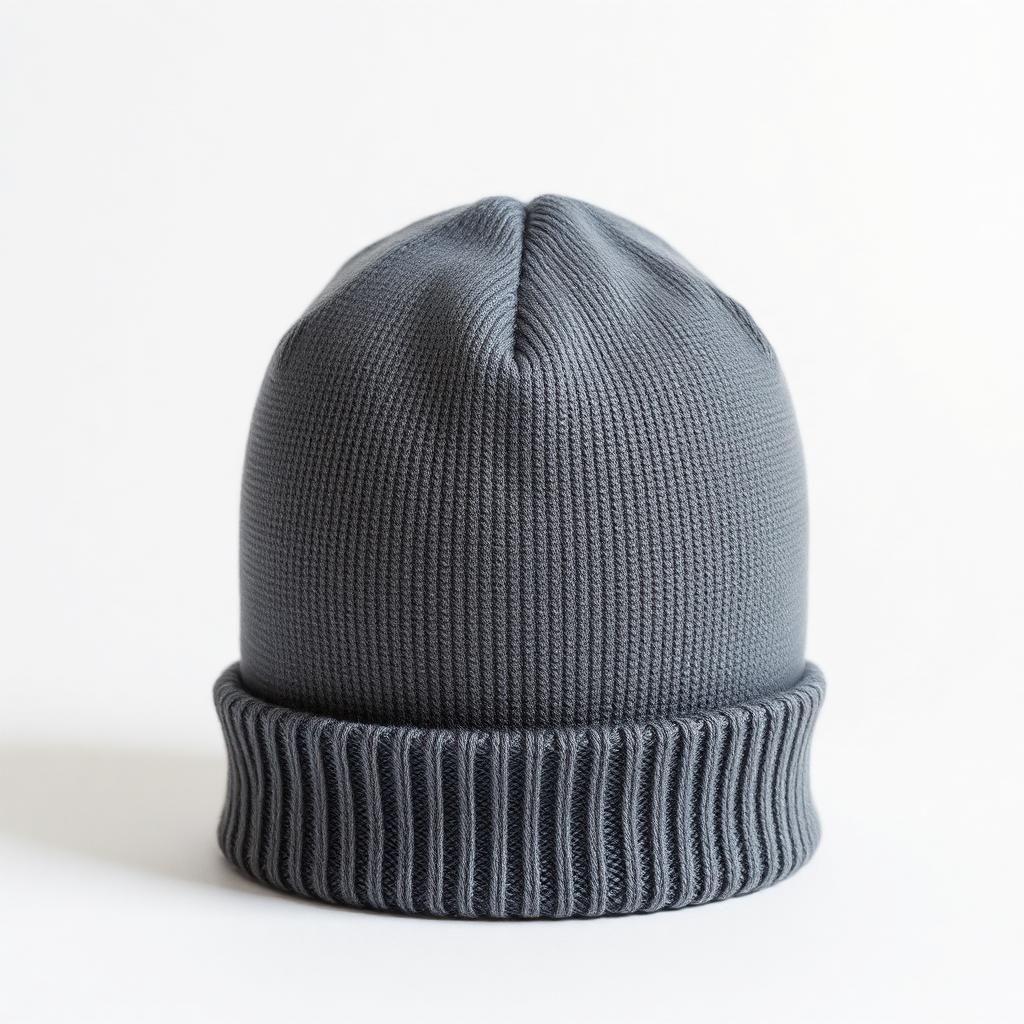 Blank grey beanie, back view