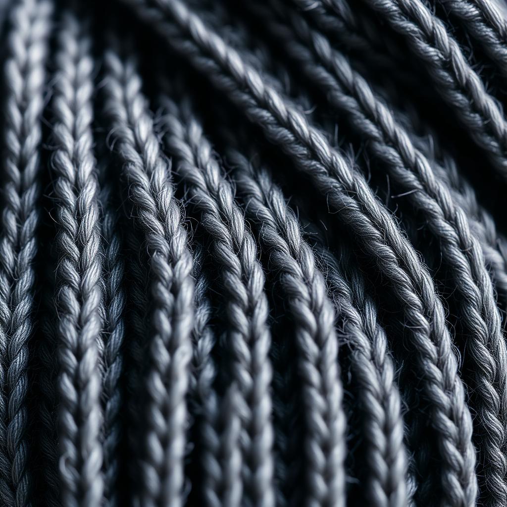 Macro close-up of ribbed knit beanie fabric