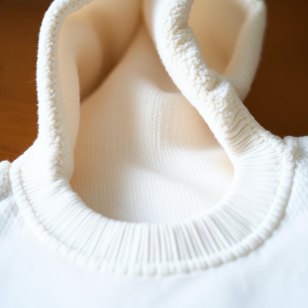 Macro close-up of brushed fleece interior and collar rib